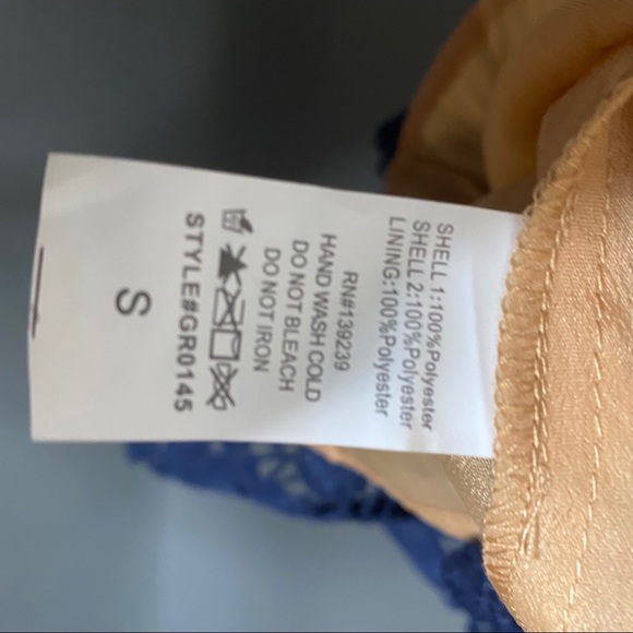 Lulus Do+Be Navy Lace Ruffle Cream Mini Dress NWT - Picture 6 of 7